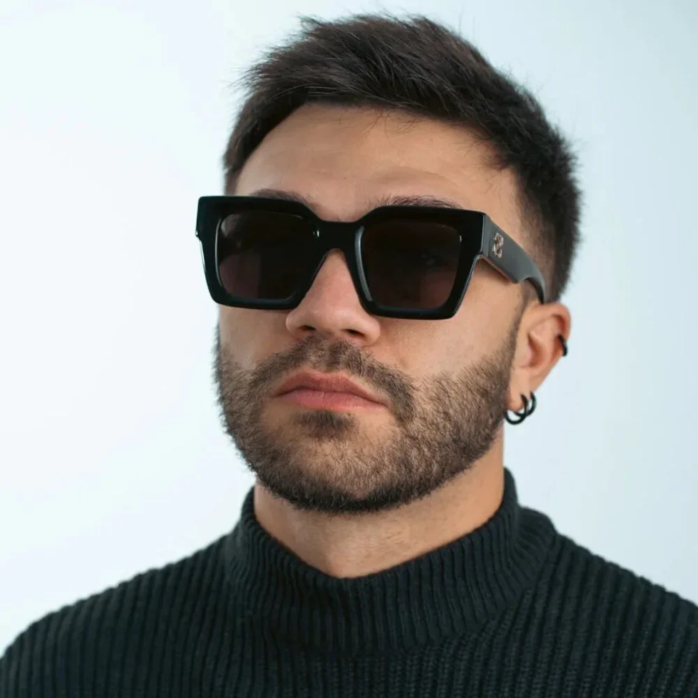 Off-White Men Sunglasses Black Grey Square OERI13I JACKSON 1007 NEW AUTHENTIC